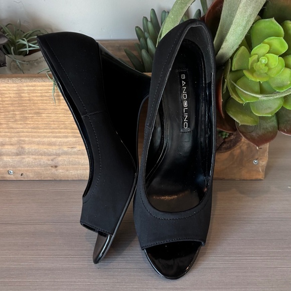 Bandolino Black Pump Wedge Slip-on Peep-toe - Picture 1 of 8